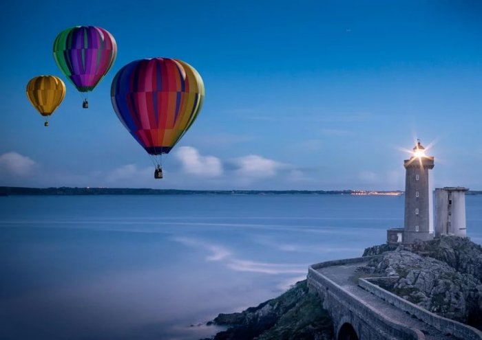 Balloon Hot Air Balloon Ride Lighthouse Sky Glow